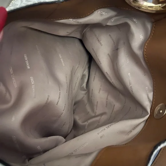 Michael Kors Cream and Brown Logo Shoulder Bag - Picture 5 of 12